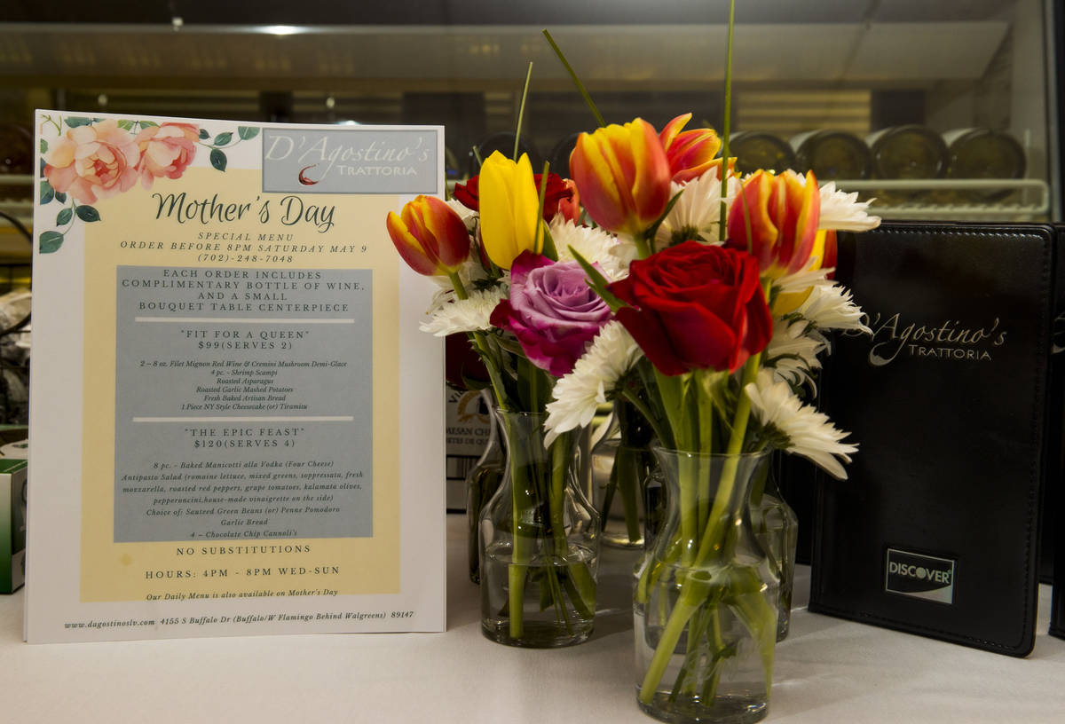 Diners can choose from a special menu for their Mother's Day meals at D'Agostino's Trattoria on ...