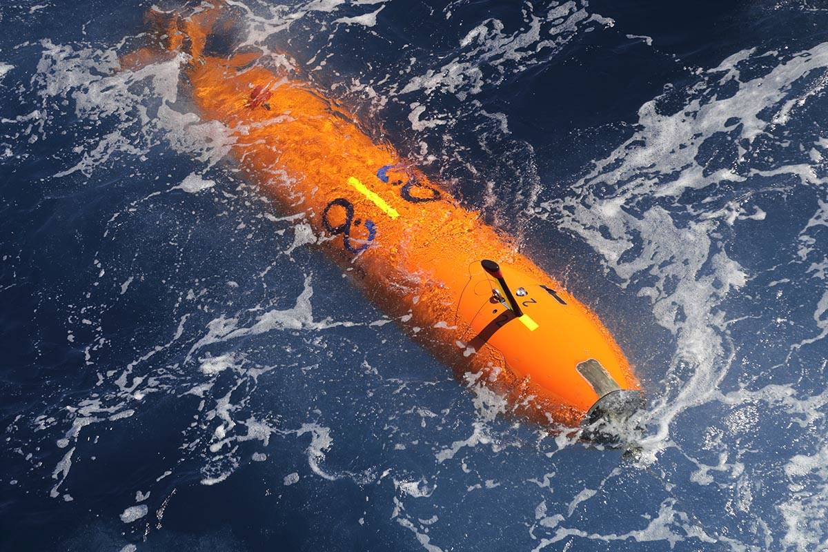 Autonomous Underwater Vehicle (AUV) at sea. These unmanned robotic craft have revolutionized de ...
