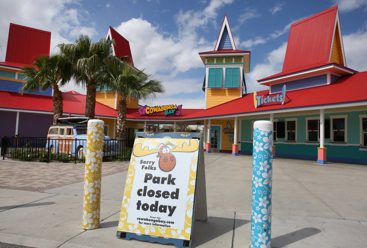 Cowabunga Bay remains closed due to the coronavirus pandemic on Tuesday, April 7, 2020, in Hend ...