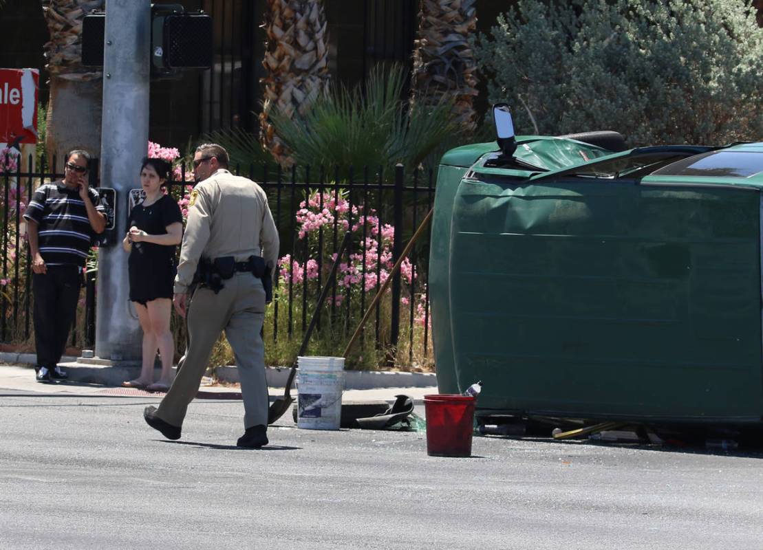 Las Vegas police are investigating a rollover crash at the intersection of Eastern Avenue and S ...