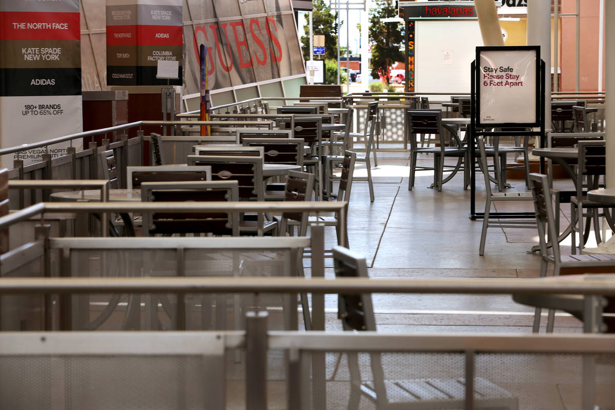 Some seating is now restricted about the food court area to encourage social distancing through ...