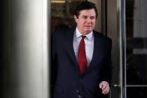 FILE- In this Nov. 6, 2017 file photo, Paul Manafort, President Donald Trump's former campaign ...