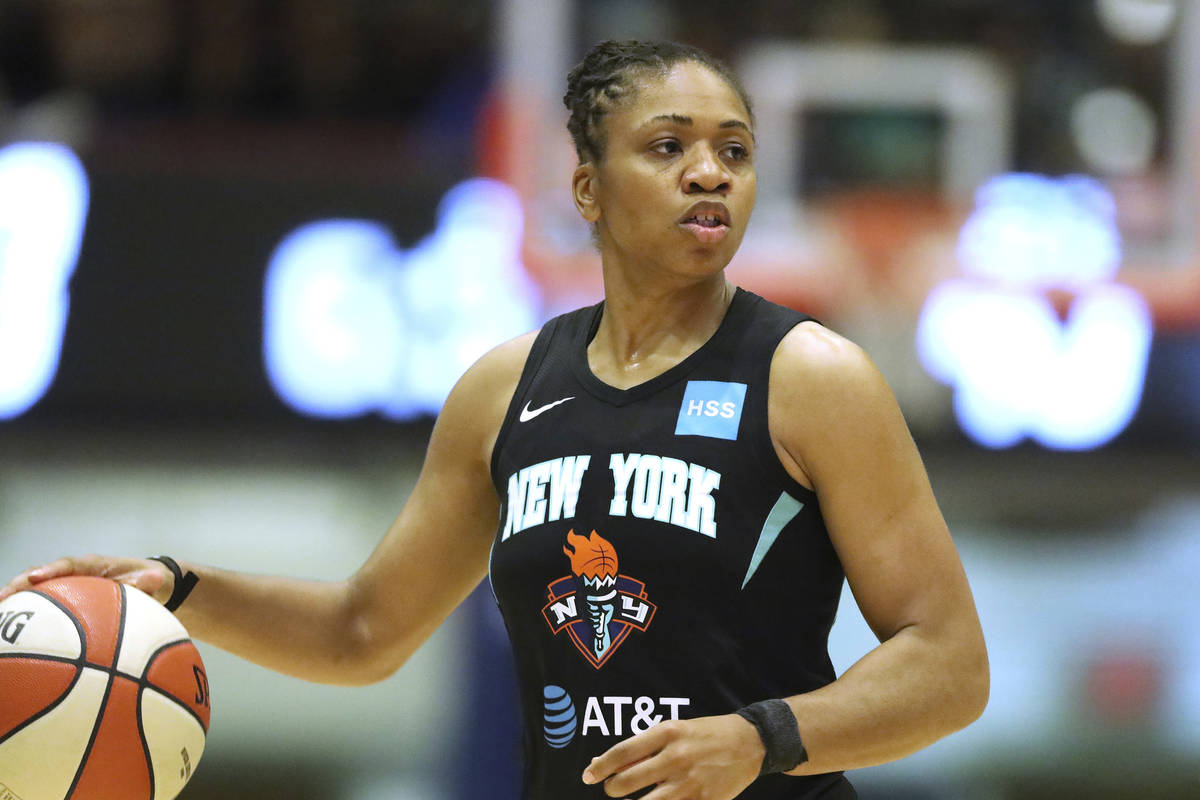 New York Liberty's Tanisha Wright #30 in action against the Los Angeles Sparks during a WNBA ba ...