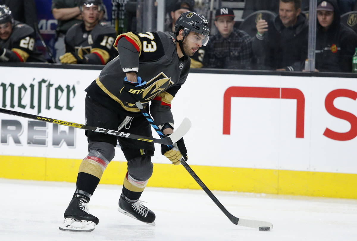 Vegas Golden Knights' Brandon Pirri plays against the Los Angeles Kings during an NHL hockey ga ...