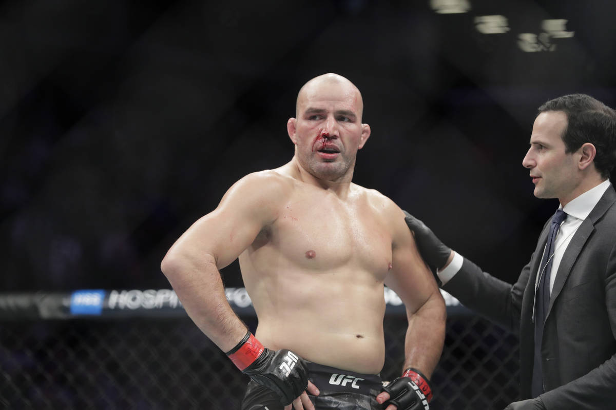 Glover Teixeira after a light heavyweight mixed martial arts bout against Karl Roberson at UFC ...