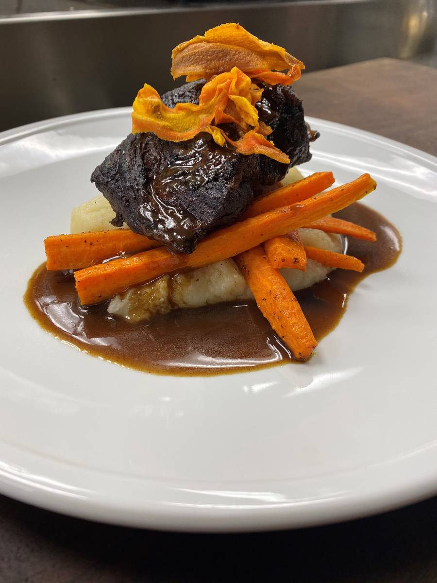 Beef short ribs with potato puree and heirloom carrots. (Cut and Taste)