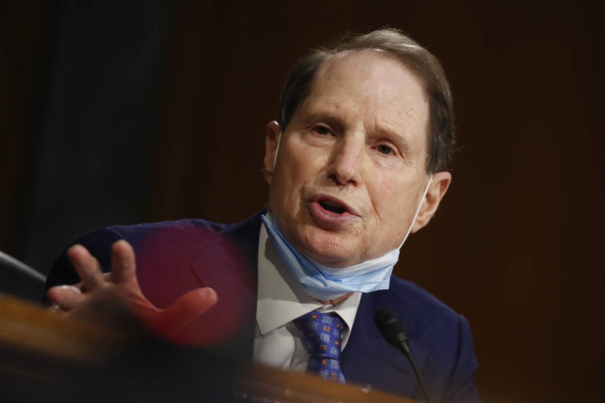 Sen. Ron Wyden, D-Ore., speaks during a Senate Intelligence Committee nomination hearing for Re ...