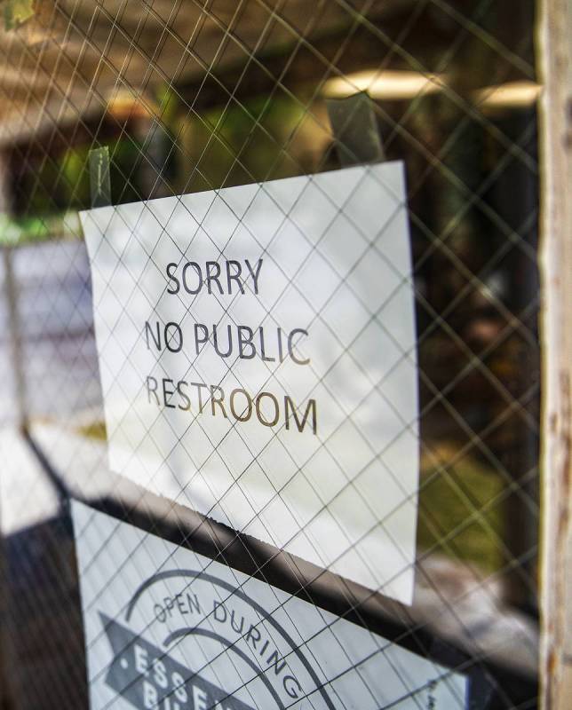 The public restroom at Village Market Mercantile in Blue Diamond had to be closed after an infl ...