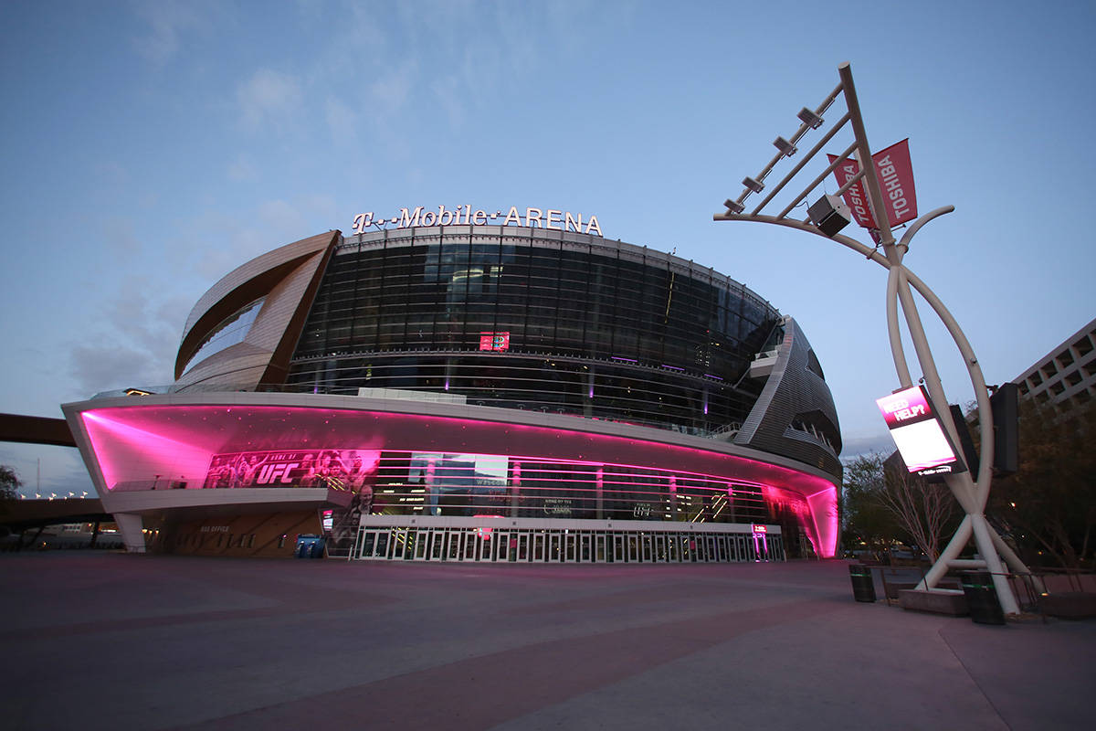 T-Mobile Arena is seen following Gov. Steve Sisolak's statewide order that non-essential busine ...