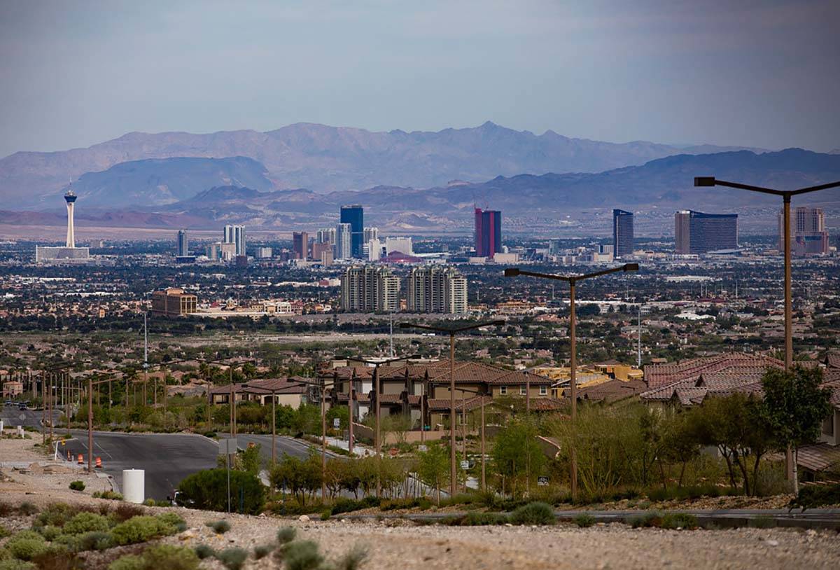 The Strip seen from Summerlin in Las Vegas, Sunday, April 26, 2020. (Rachel Aston/Las Vegas Rev ...