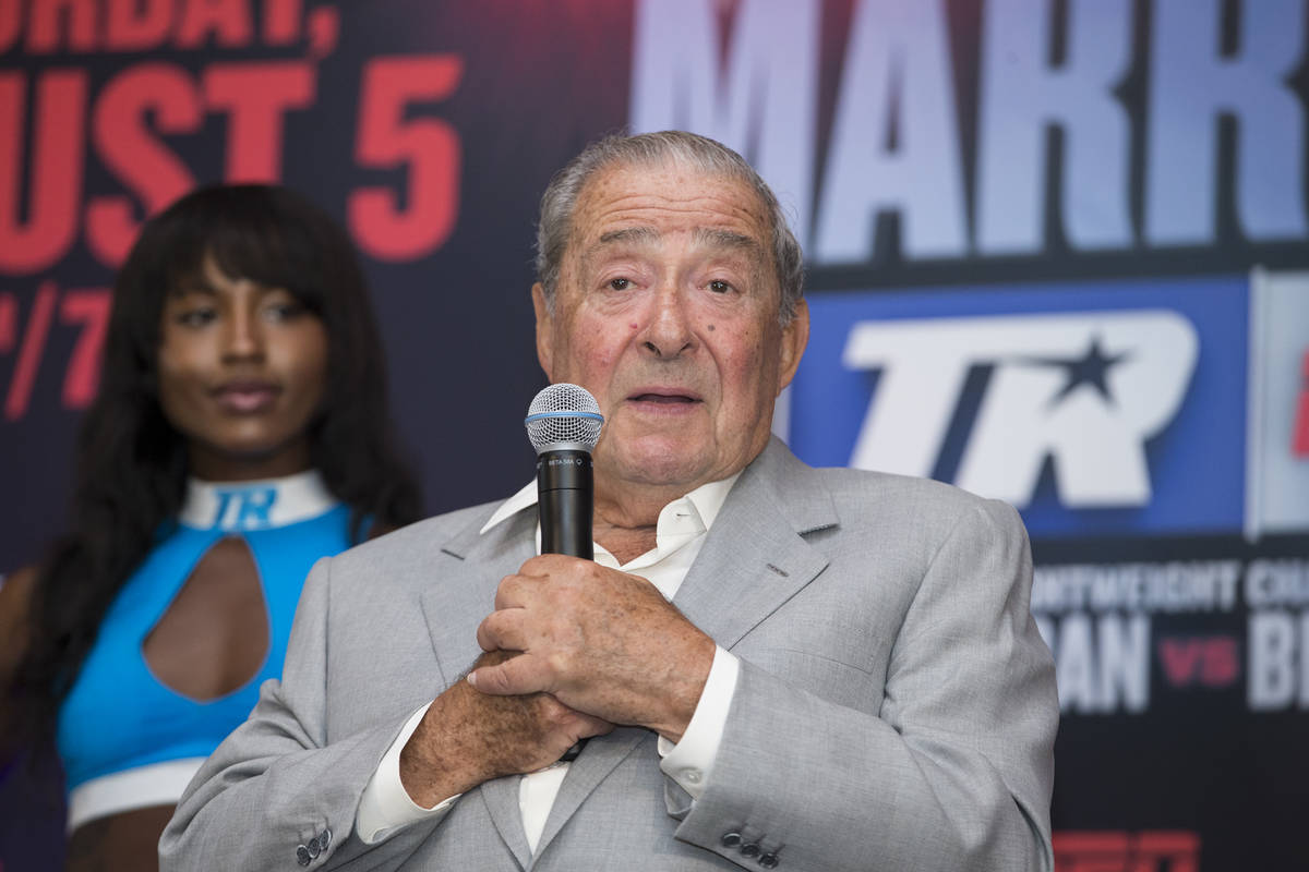 CEO of Top Rank Bob Arum during a boxing press conference in Los Angeles, Calif., on Wednesday, ...