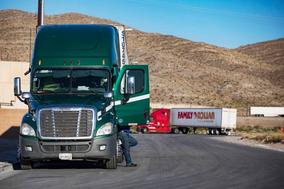 A truck driver rests at Love’s Travel Stop in North Las Vegas on Tuesday, May 5, 2020, during ...