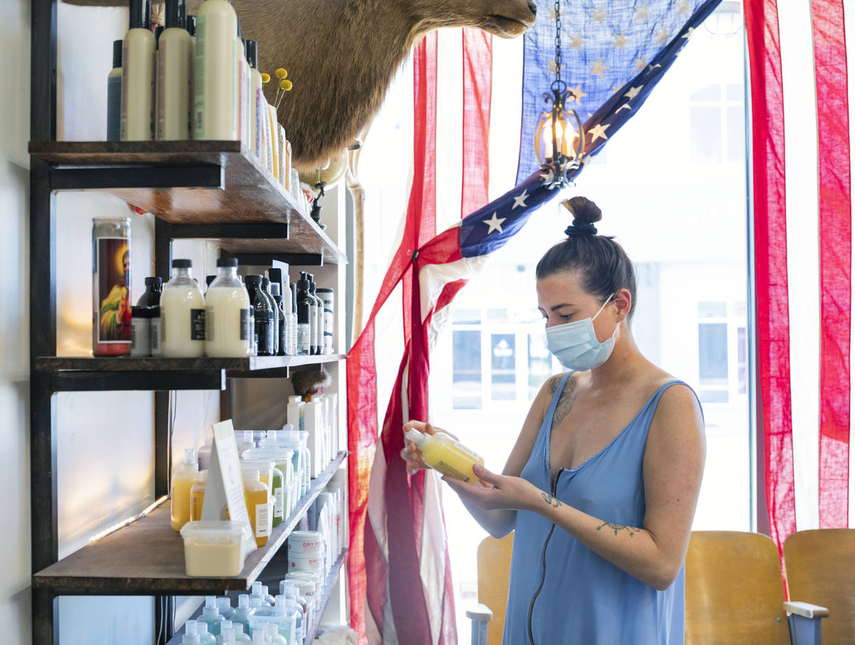 Barber Keller Leishman picks out her curbside pickup retail from Makeshift Union Cutting & ...