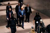 President Donald Trump arrives at the Hart Senate Office Building on Capitol Hill in Washington ...