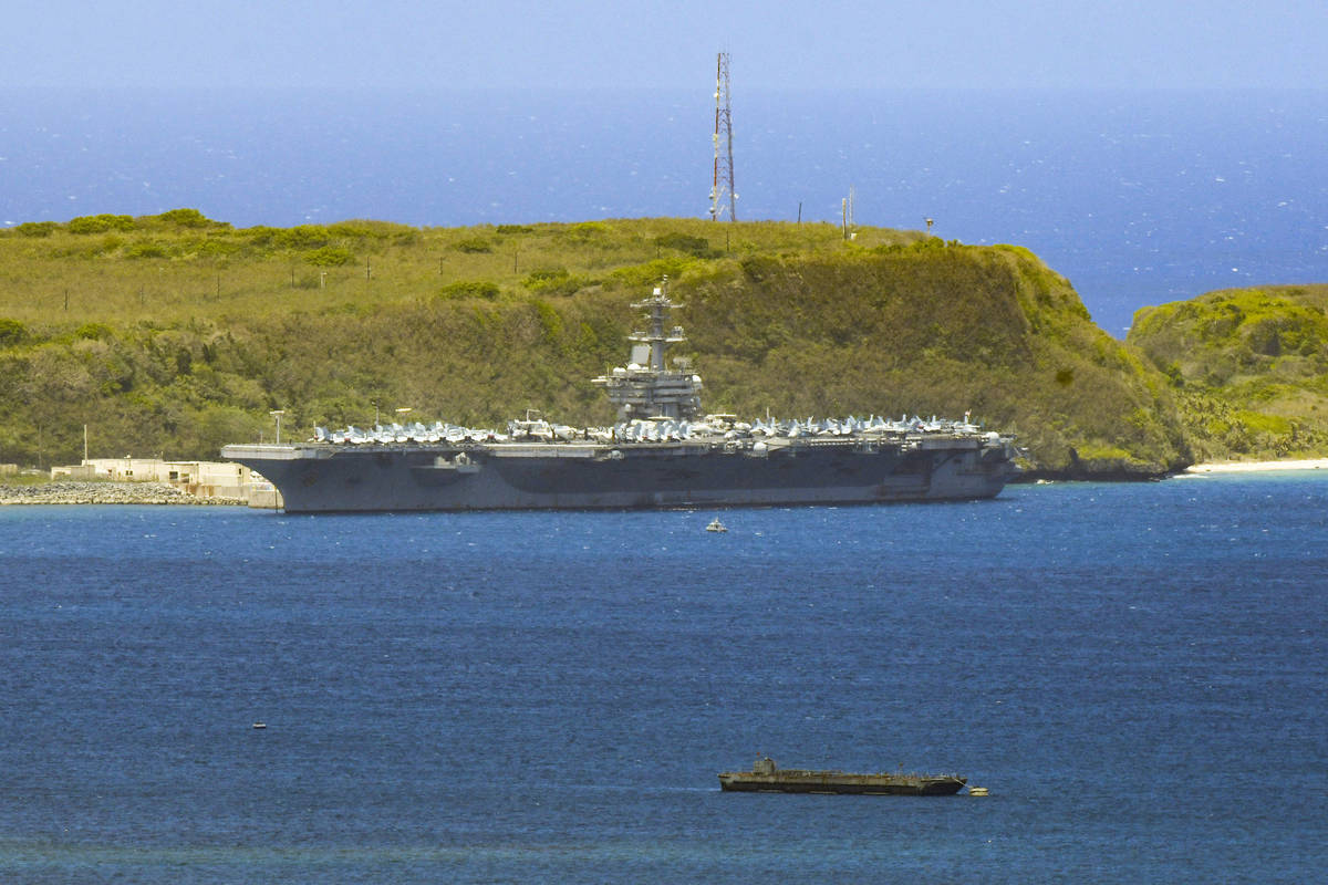 FILE - In this April 3, 2020, file photo, the USS Theodore Roosevelt, a Nimitz-class nuclear po ...