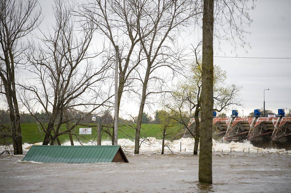 A view of the flooded area near the Sanford dam on Tuesday, May 19, 2020. Residents were told t ...
