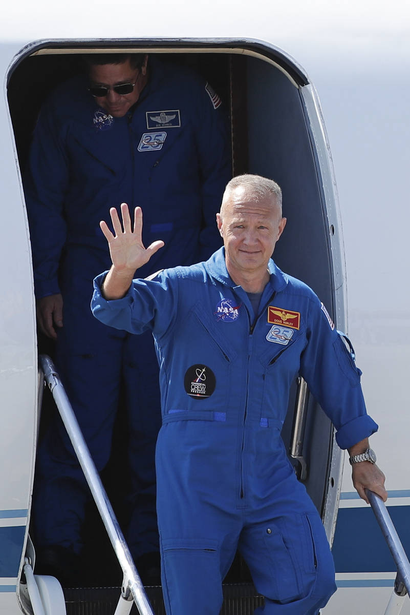NASA astronaut Doug Hurley arrives at the Kennedy Space Center in Cape Canaveral, Fla., Wednesd ...