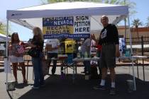 Bob Samuel of Las Vegas after signing a petition to recall Gov. Steve Sisolak during a Fight Fo ...