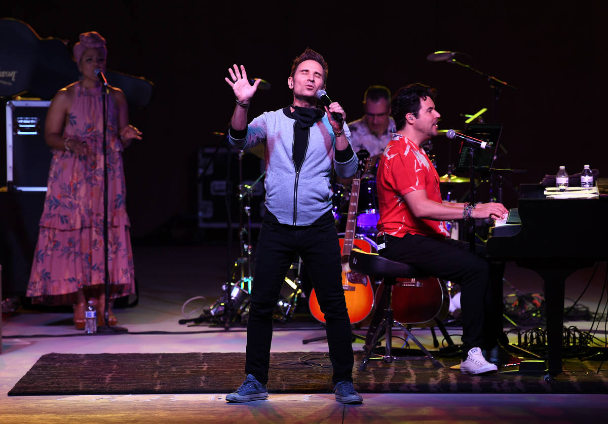 Ex-"Jersey Boys" co-star Travis Cloer joins Frankie Moreno onstage at The Amp at Craig Ranch R ...