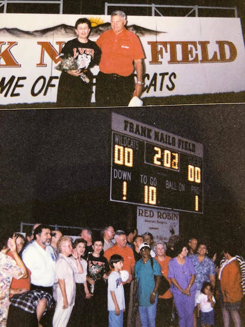The football field at Las Vegas High School was named for Frank Nails (red shirt, center), who ...