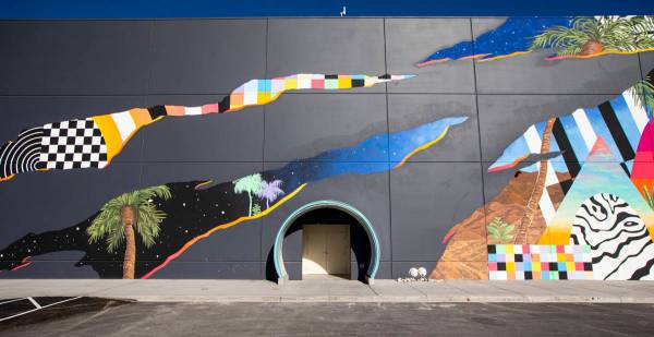 A view of a mural by Eric Vozzola at Area15 in Las Vegas on Thursday, April 2, 2020. (Chase Ste ...
