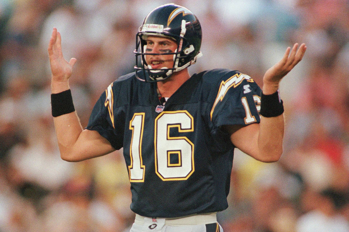 FILE - In this Aug. 8, 1998, file photo, San Diego Chargers' rookie quarterback Ryan Leaf, the ...