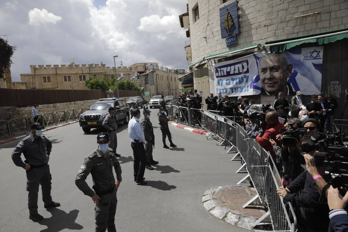 Israeli Prime Minister Benjamin Netanyahu's convoy arrives to Jerusalem district court In Jerus ...