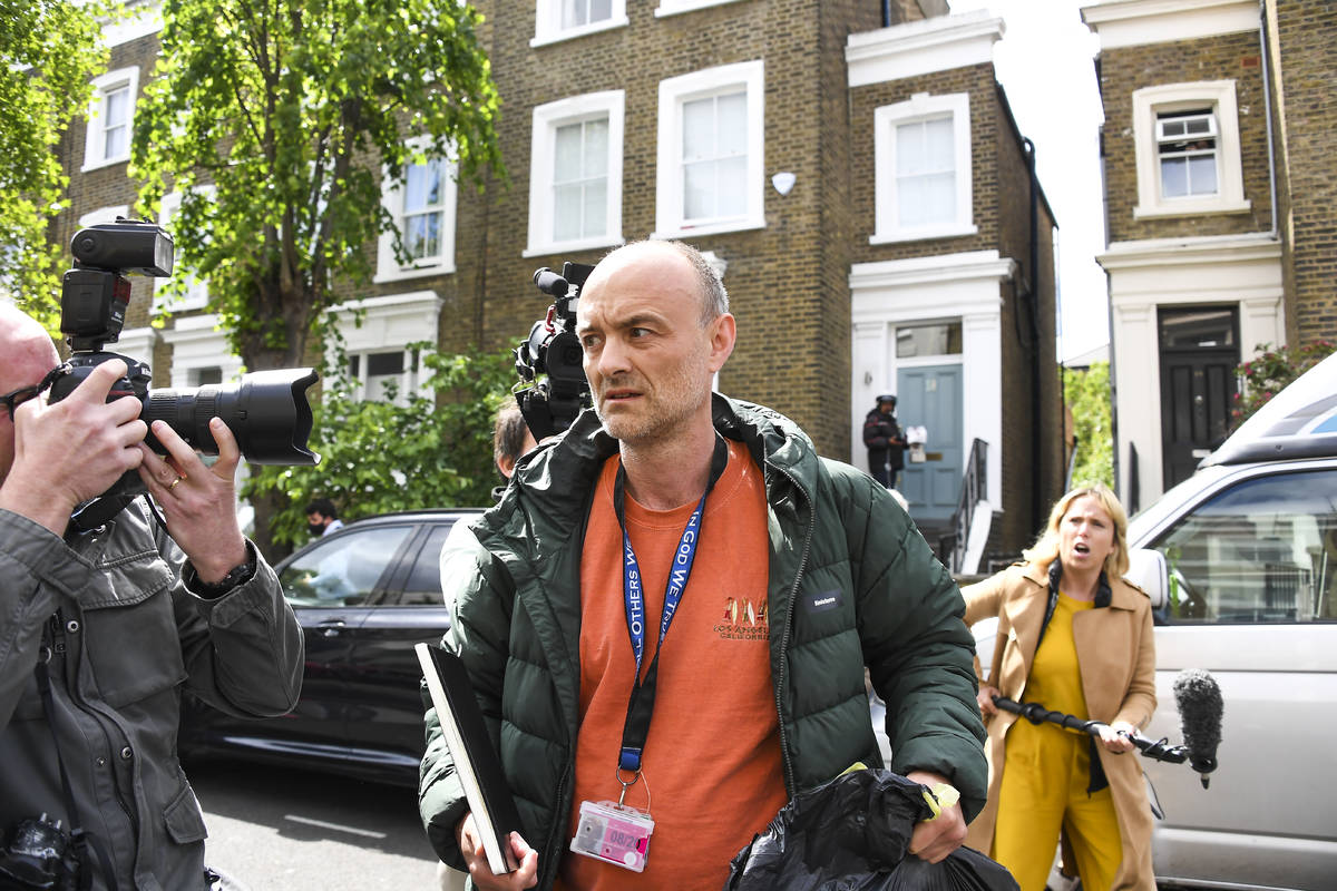 Britain's Prime Minister Boris Johnson's senior aid Dominic Cummings leaves his home, in London ...