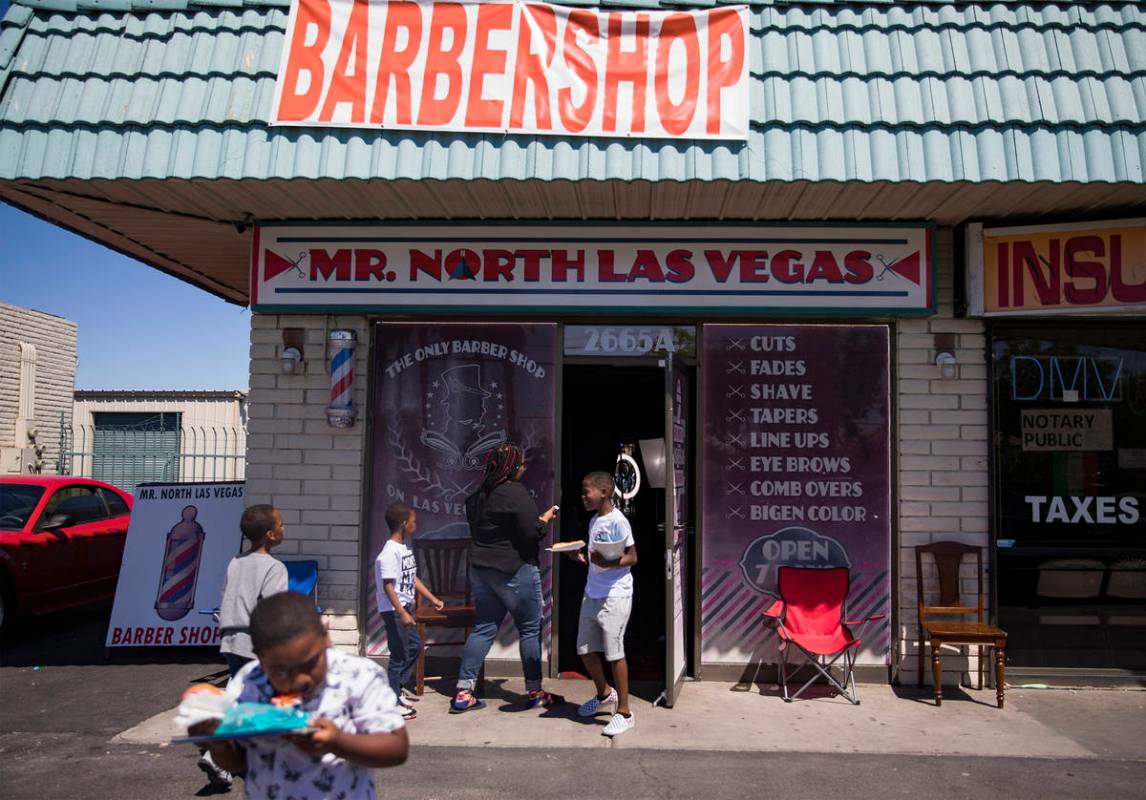 Mr. North Las Vegas Barbershop in North Las Vegas, Sunday, May 24, 2020. Different barbershops ...