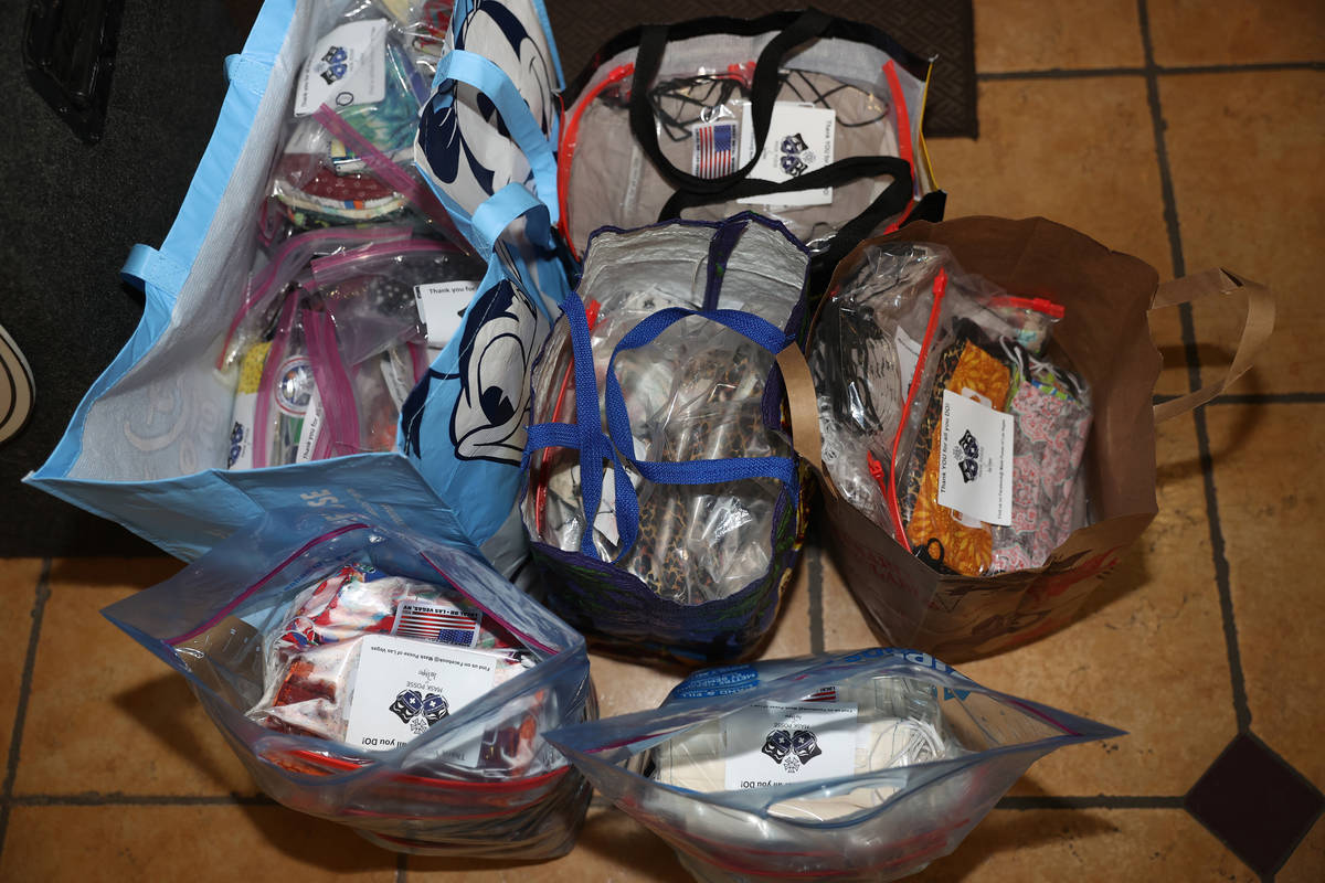 A donation of 1,500 masks by Mask Posse of Las Vegas to residents at the Stewart Pines Apartmen ...