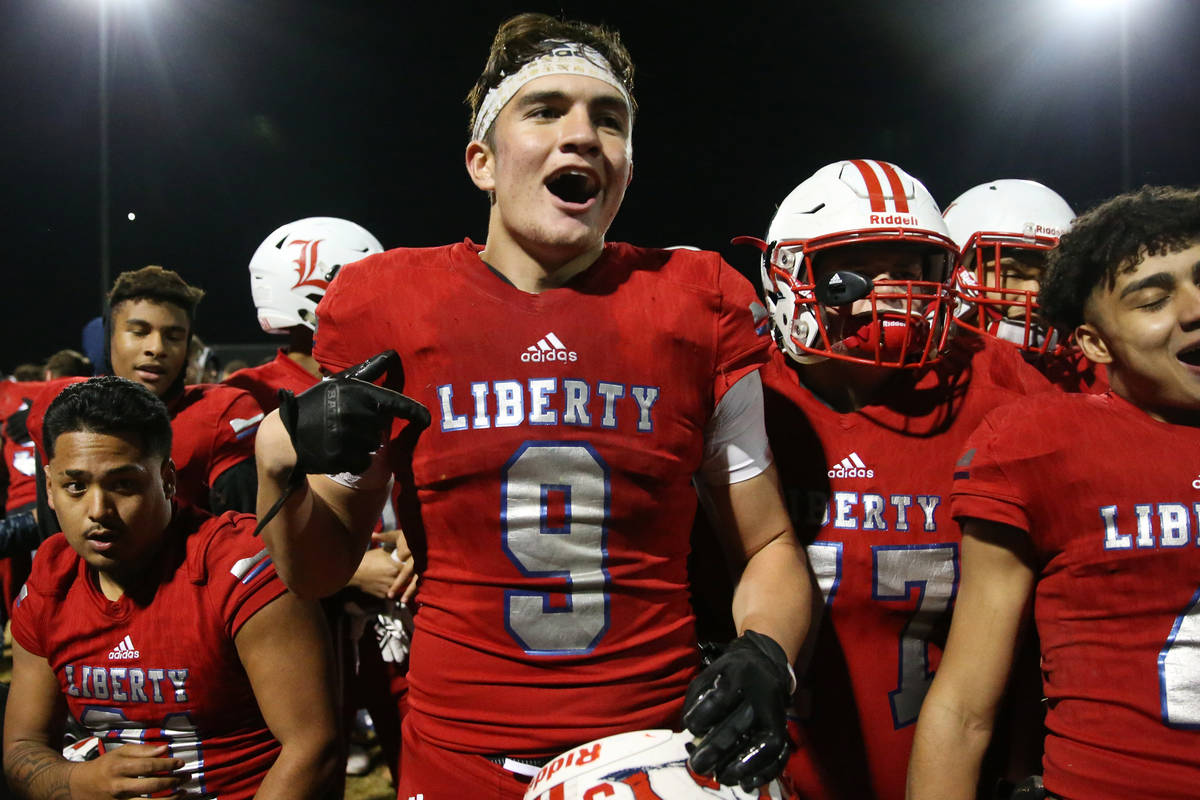 Liberty's Ikalewa Paaoao (31), Moliki Matavao (9), Ryan Johns (77) and Edward Gastelum (4), cel ...