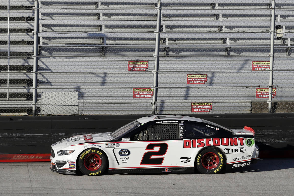 Brad Keselowski (2) drives during a NASCAR Cup Series auto race at Bristol Motor Speedway Sunda ...