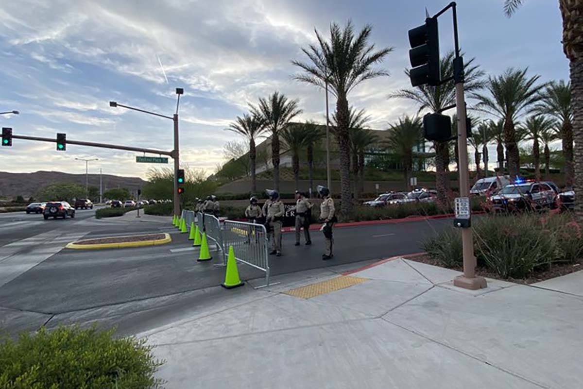 Las Vegas police at Downtown Summerlin, Sunday, May 31, 2020. Black Lives Matter protesters wer ...