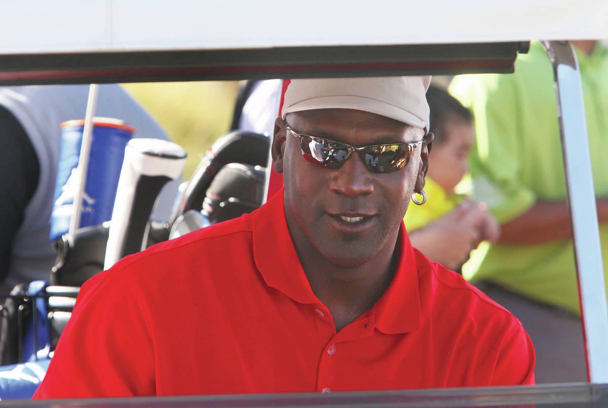GARY THOMPSON/LAS VEGAS REVIEW-JOURNAL SPORTS Michael Jordan arrives in his golf kart at th ...