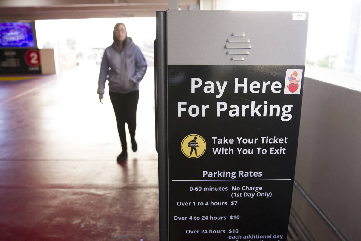 A parking payment machine at the New York-New York hotel-casino on Wednesday, Dec. 28, 2016, in ...