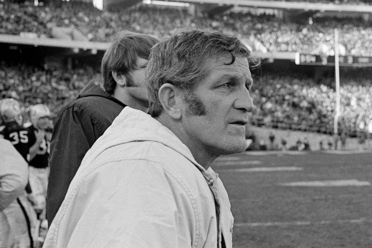 George Blanda watches the progress of the first half against Kansas City Saturday Dec. 12, 1970 ...