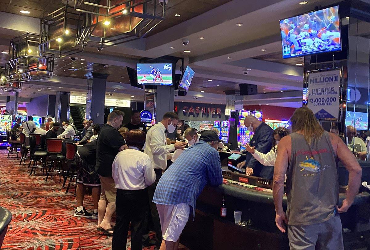 The D Casino was still pretty busy about 5 a.m. Thursday, June 4, 2020, as several Las Vegas ca ...