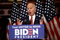 Democratic presidential candidate, former Vice President Joe Biden speaks in Philadelphia, Tues ...