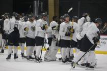 Vegas Golden Knights players following a team scrimmage at City National Arena in Las Vegas, Fr ...
