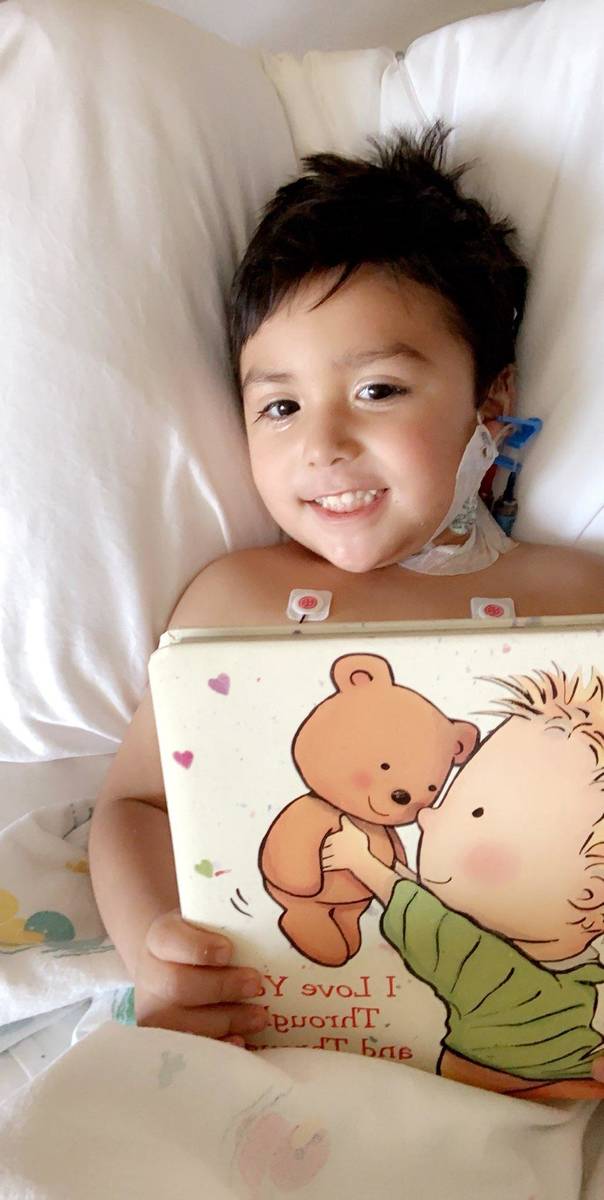 Sebastian Rodriguez smiles from his bed in the intensive care unit at Sunrise Children's Hospit ...