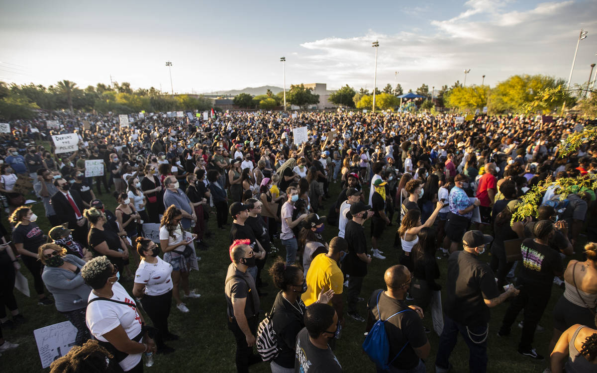 Thousands of people showed up at a Black Lives Matter event at Kianga Isoke Palacio Park on Fri ...