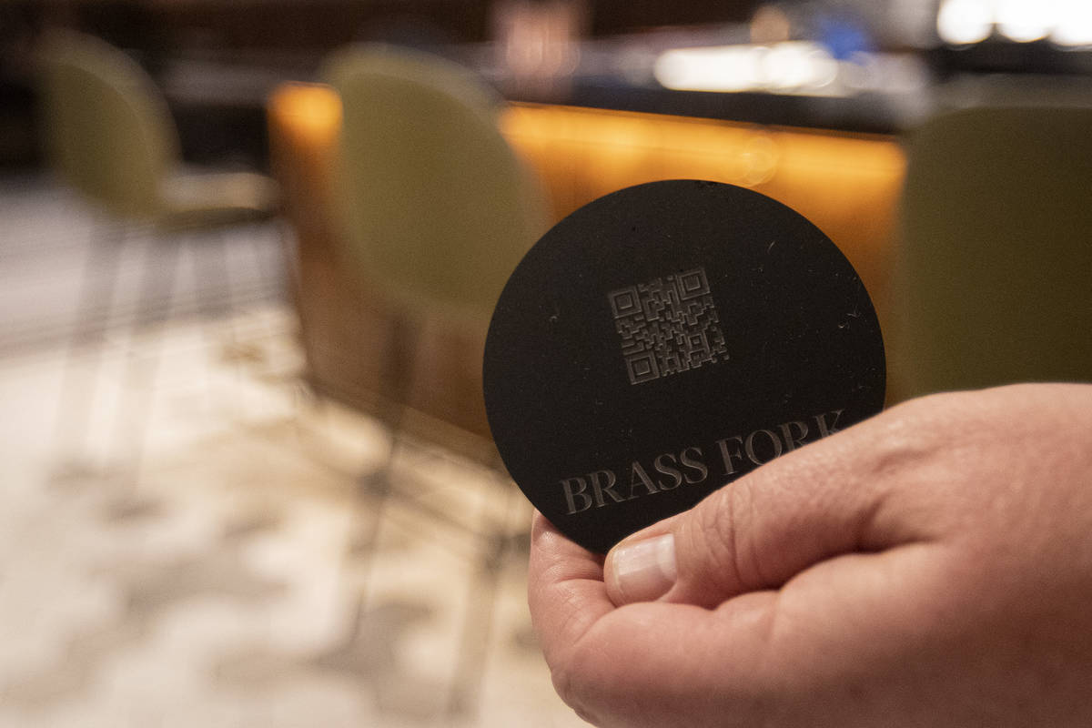 The Brass Fork, a restaurant inside Palace Station, is using a QR code for their menu to minimi ...