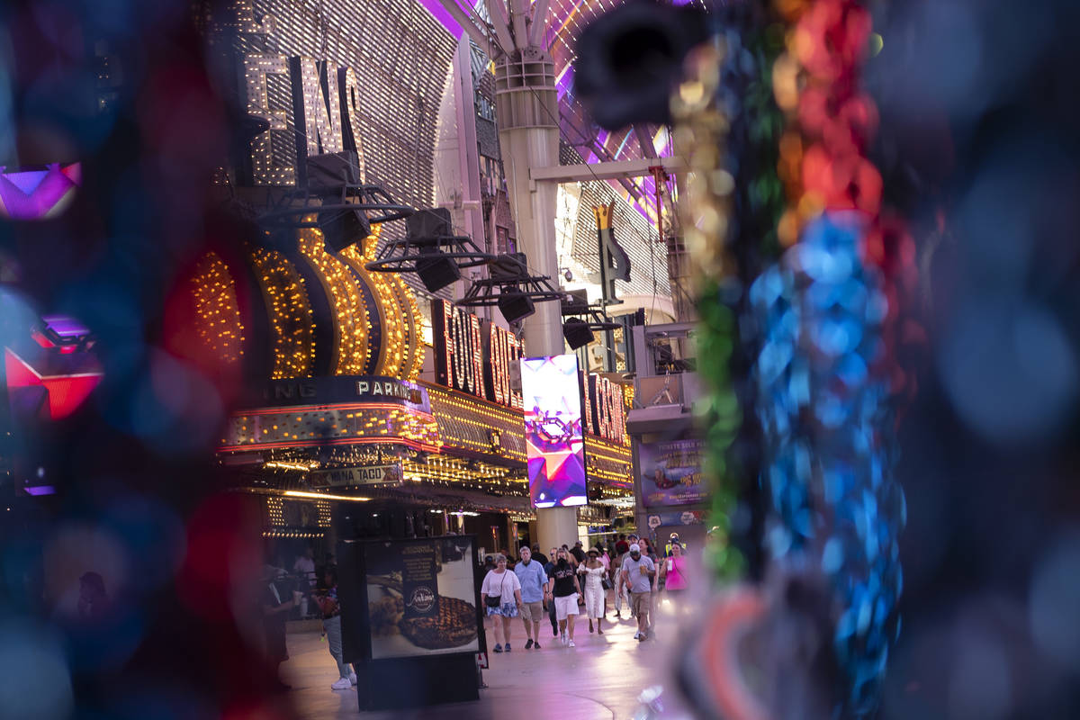 Foot traffic on Fremont Street Experience picks up as casinos and other nonessential businesses ...