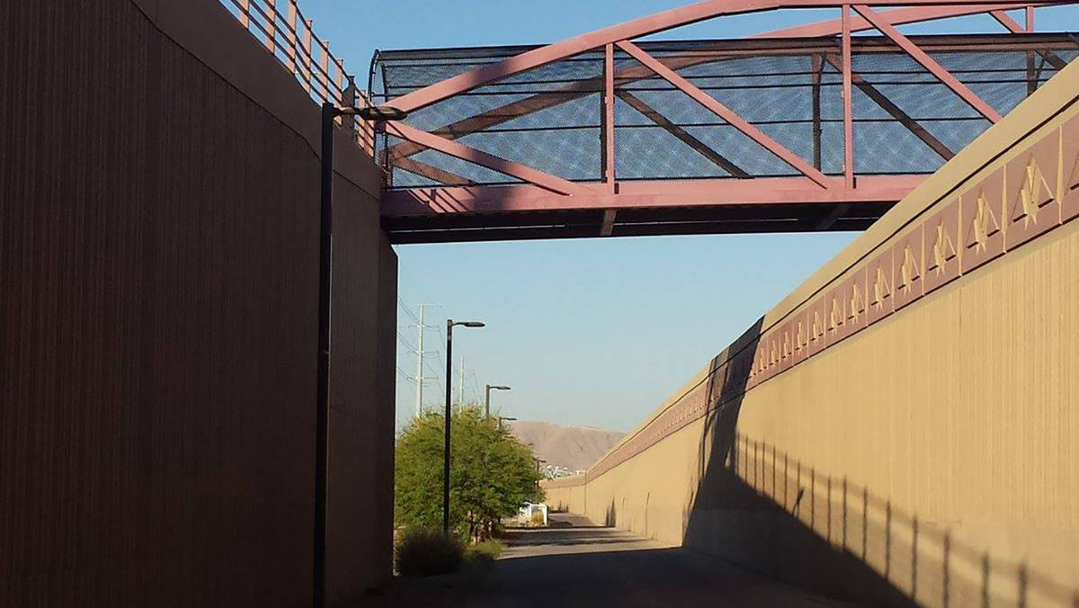 This pedestrian bridge crosses over busy St. Rose Parkway to Cactus Wren Park. (Natalie Burt)