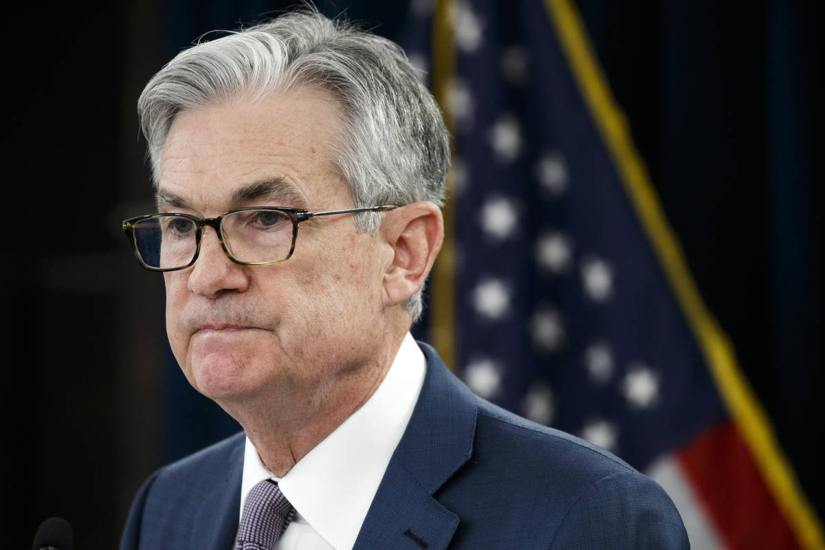 FILE - In this Tuesday, March 3, 2020 file photo, Federal Reserve Chair Jerome Powell pauses du ...