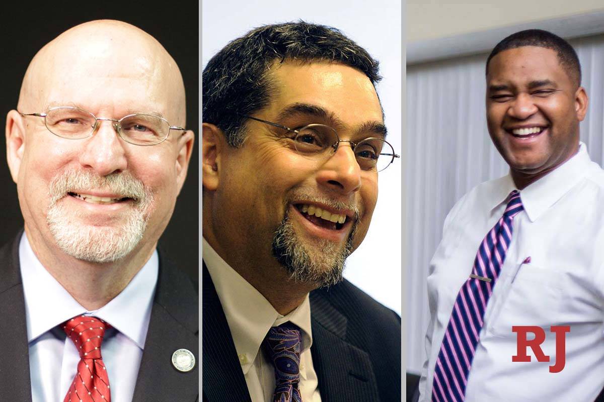 Nevada State Board of Education District 4 candidates: Mark Newburn, left, Rene Cantu and Vince ...