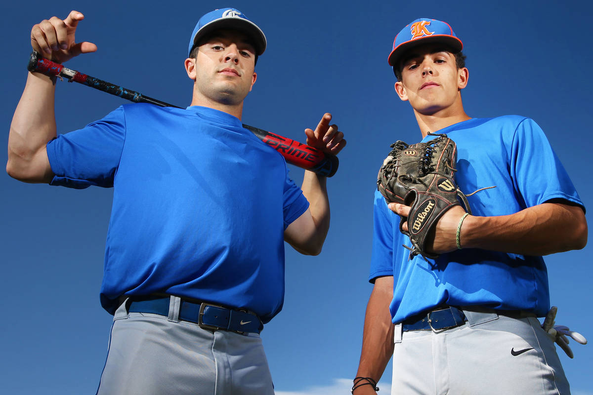 Brothers Austin, left, and Carson Wells are standout baseball players at Bishop Gorman High Sch ...