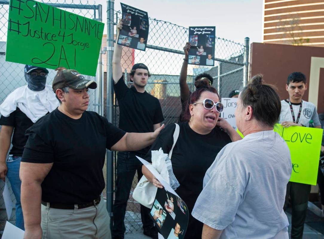 Jorge Luis Gomez, left, and Jeannie Llera, parents of Jorge Gomez, who was fatally shot last we ...