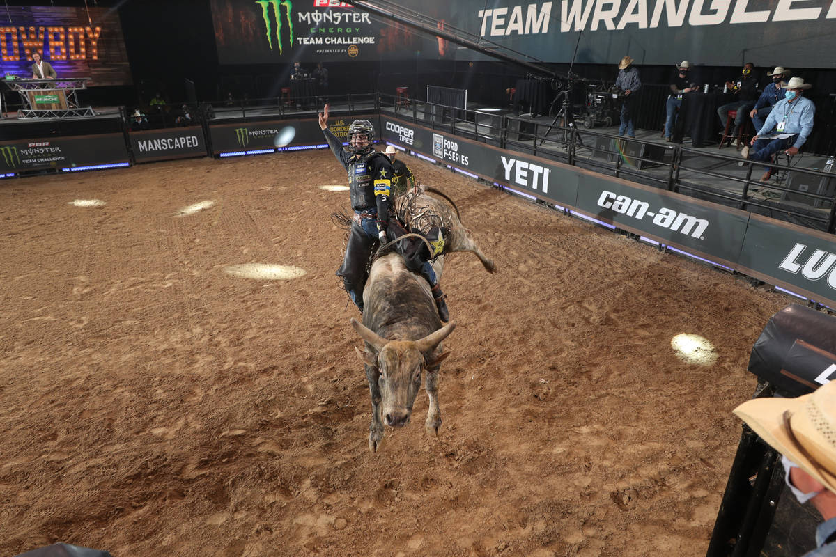 Colten Jesse competes for Team YETI on Sunday in the Professional Bull Riders Monster Energy Te ...