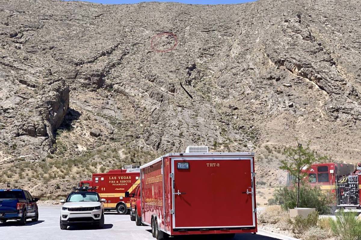 The Las Vegas Fire Department rescued an injured hiker at Cliff Shadows Open Desert Pa ...